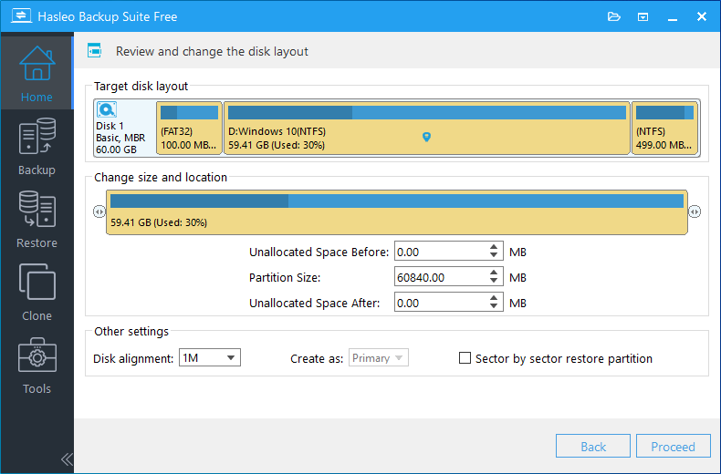 adjust partitions to restore gpt system to mbr