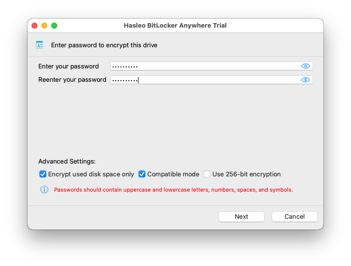 enter encrypt password
