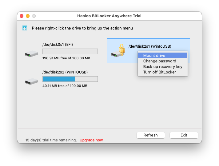 select BitLocker encrypted external hard disk to unlock