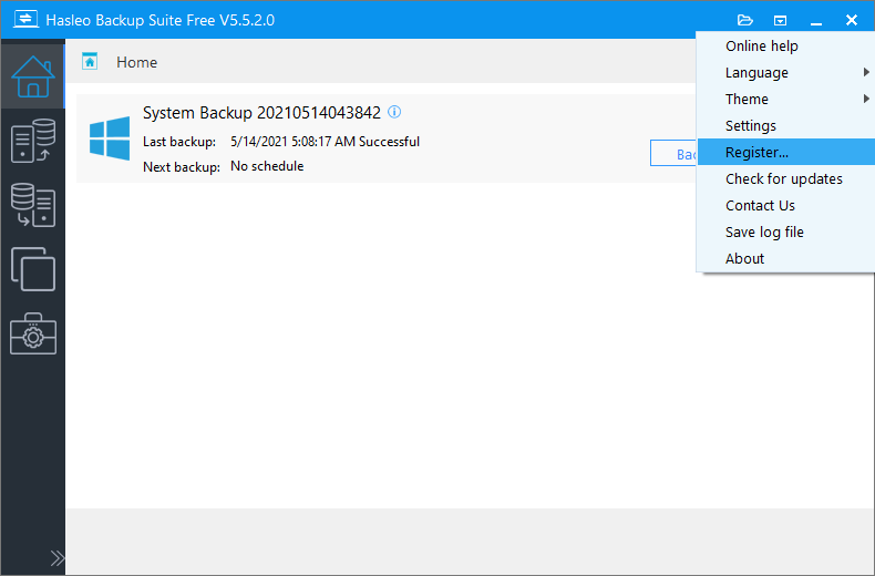 activate license menu