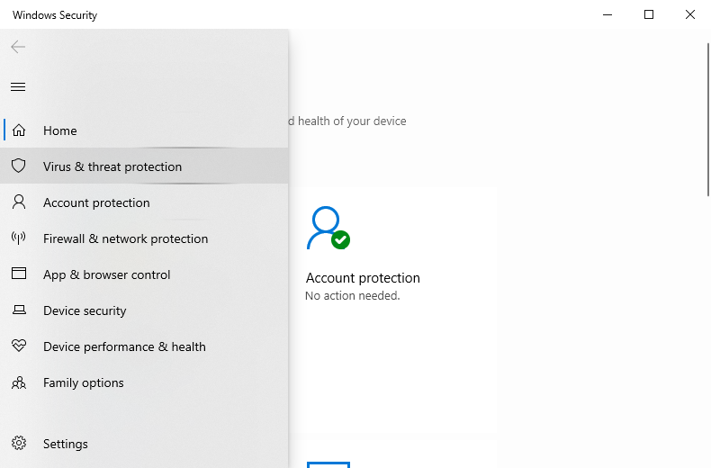 Click Virus and threat protection