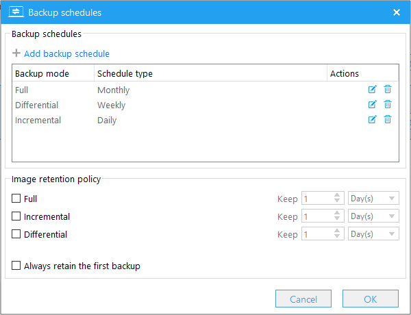 Add multiple backup schedules