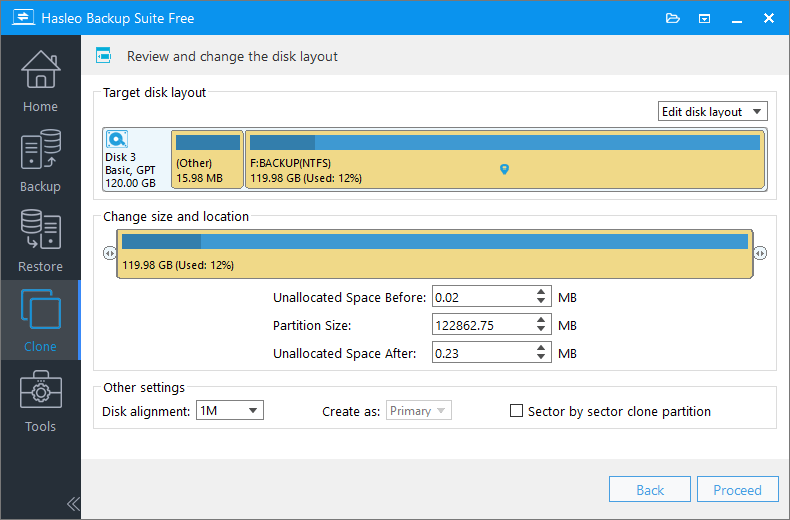 adjust size and position