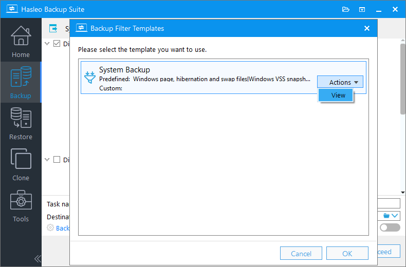 Click actions to preview the template