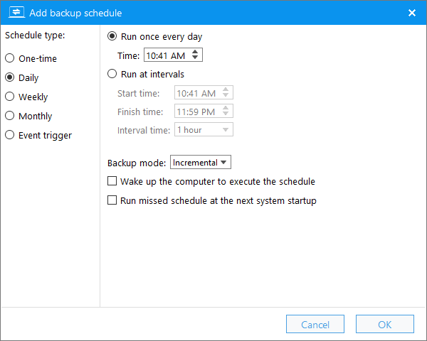 daily backup schedule