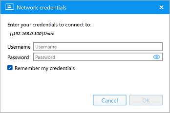 network shared drive added as storage path