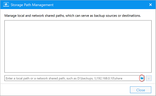 add storage path for network shared drive