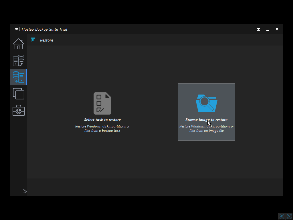 Browse image to restore