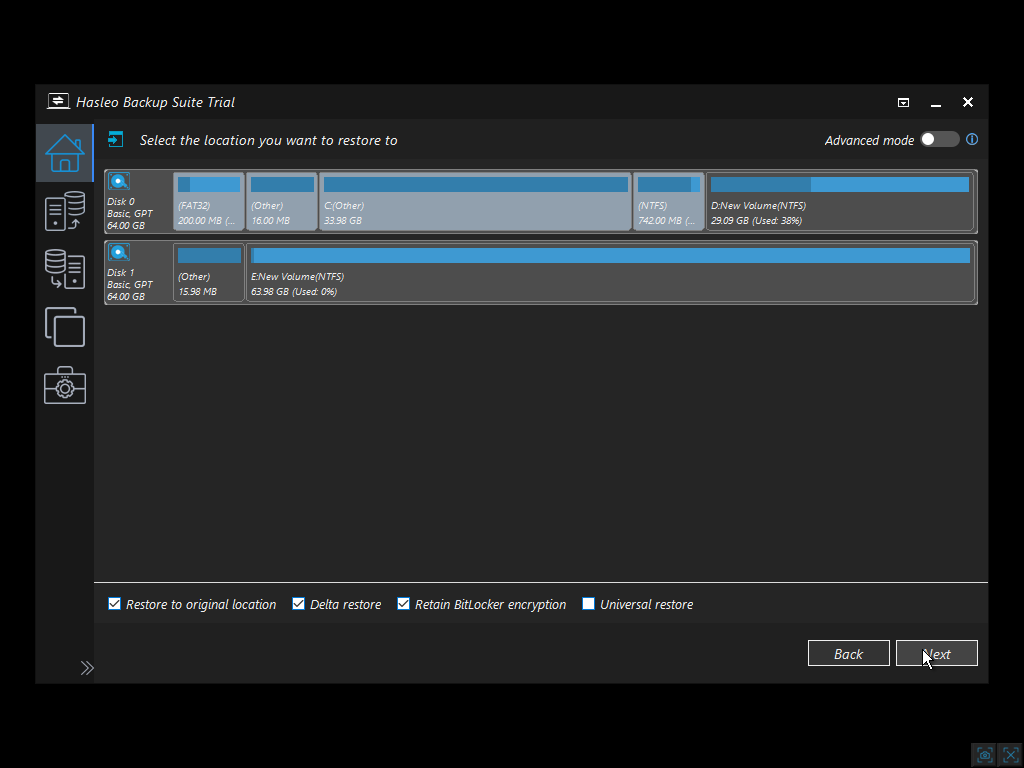 Restore to original location