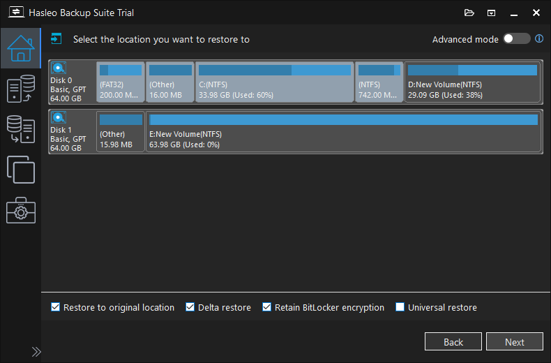 Restore Windows system to original location