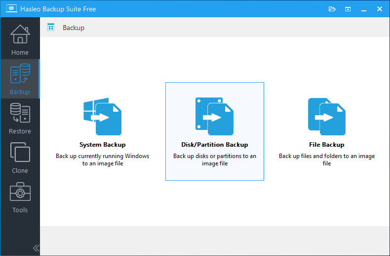 click disk/partition backup