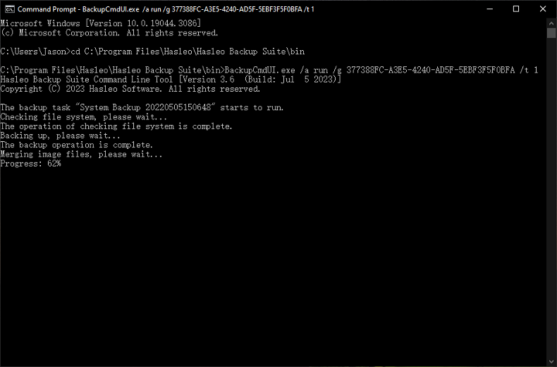 command line interface for Hasleo Backup Suite