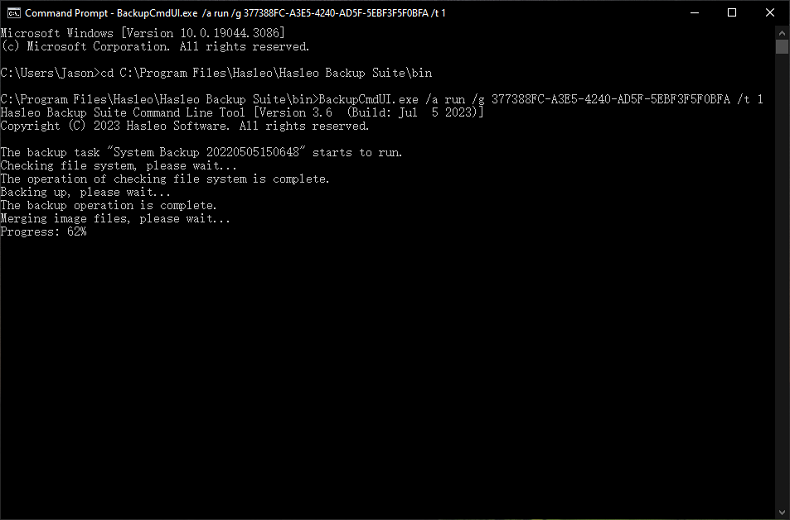 Command line interface for Hasleo Backup Suite