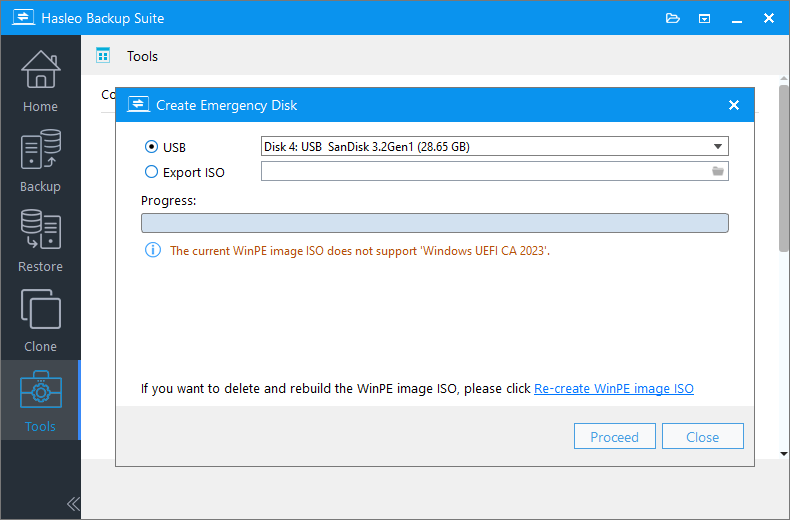 Select usb to create a bootable usb drive