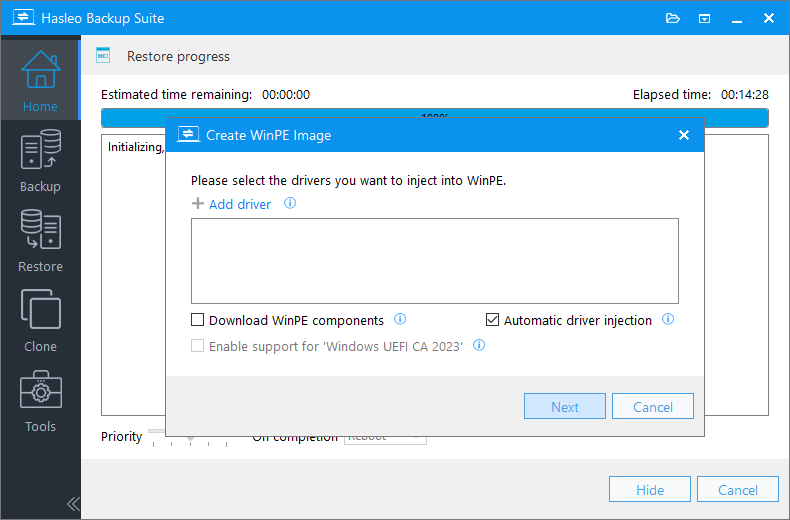 Inject drivers into WinPE