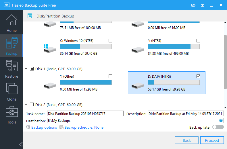 disk/partition backup