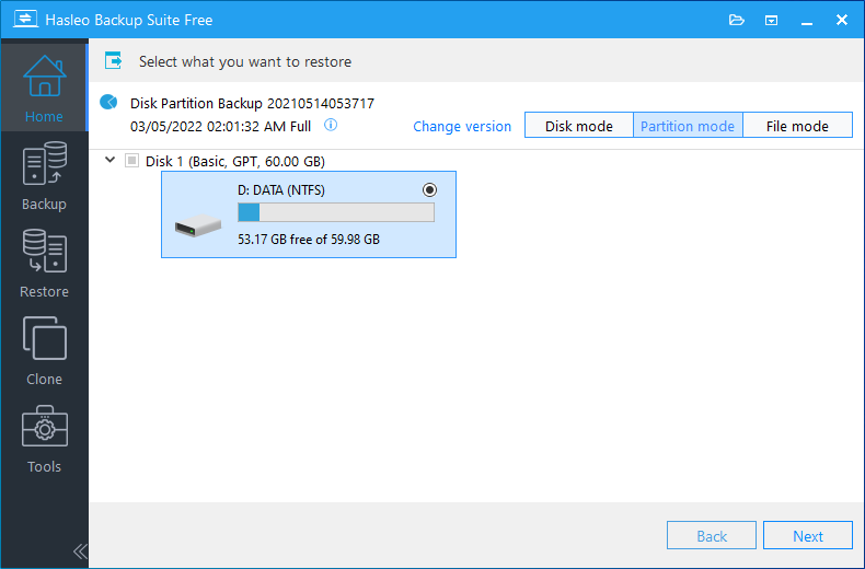 disk/partition restore