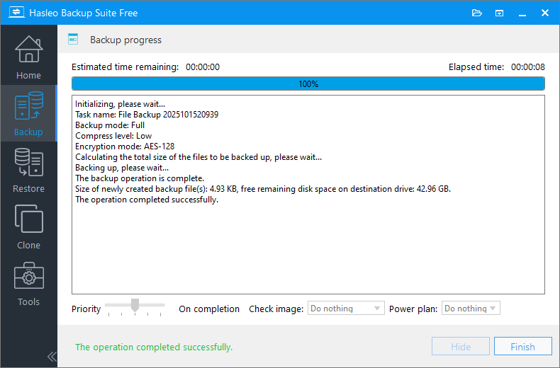 compress backup progress
