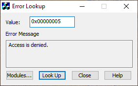 Microsoft Access is denied error message