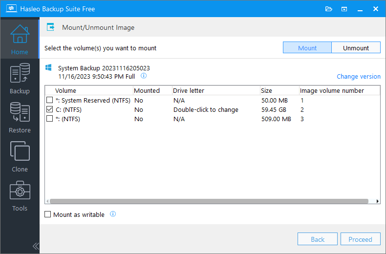 mount backup image volume