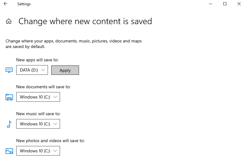 change the default location