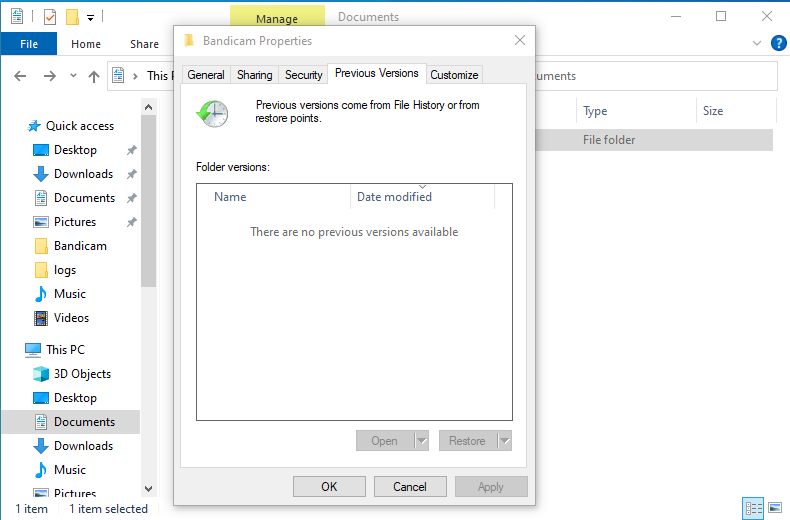 check previous versions