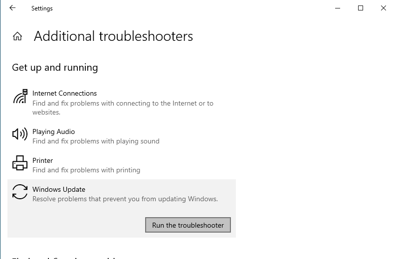 Run Windows Update Troubleshooter