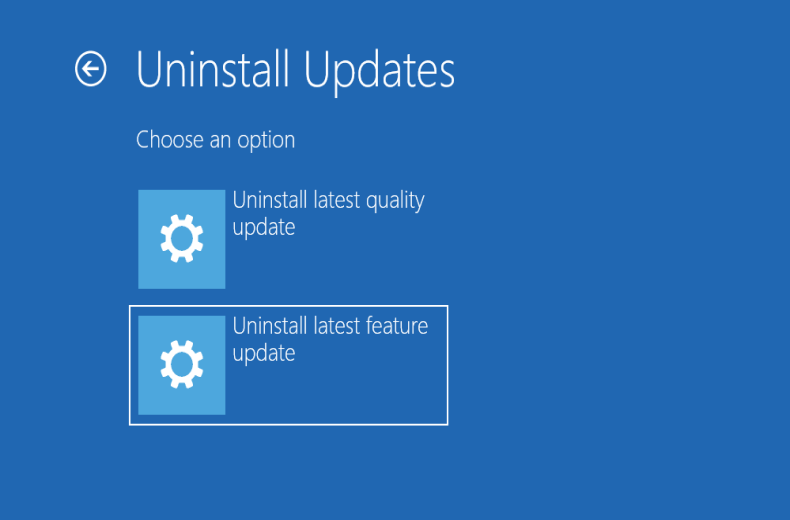uninstall updates using WinRE