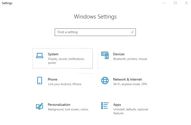 open windows settings