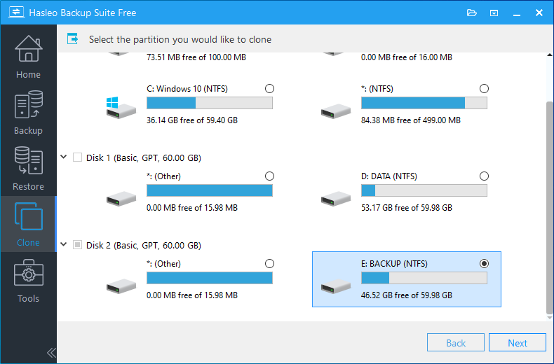 partition clone