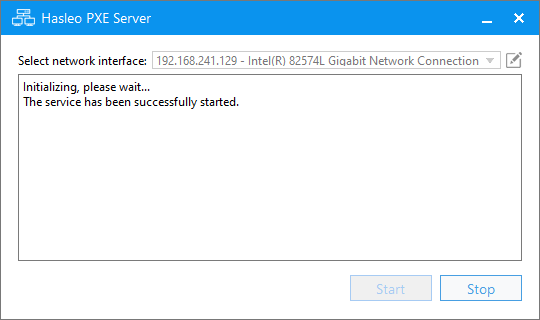 PXE server has successfully started