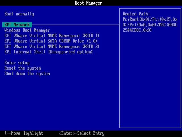 Select network adapter for PXE boot in BIOS