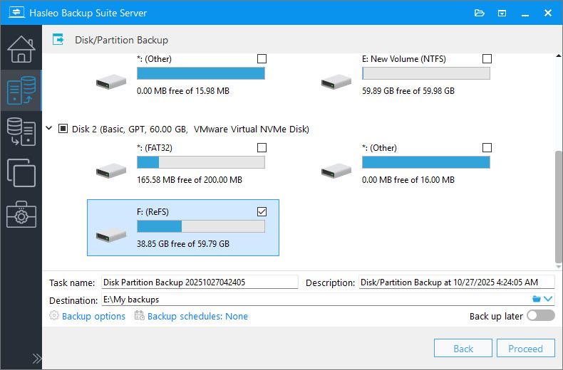 select backup source