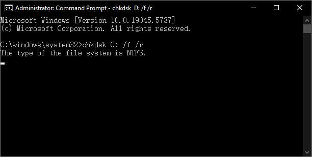 scan and repair file system errors