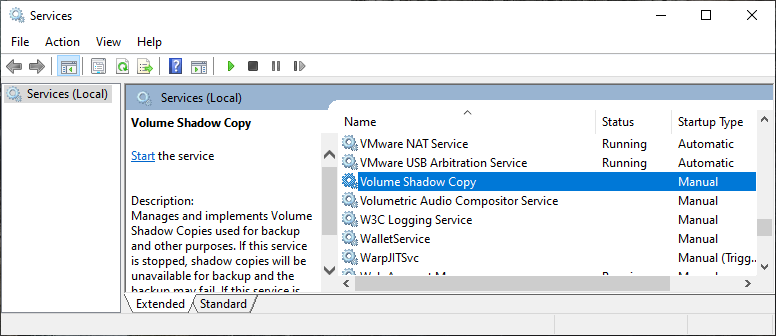 Volume Shadow Copy Service program