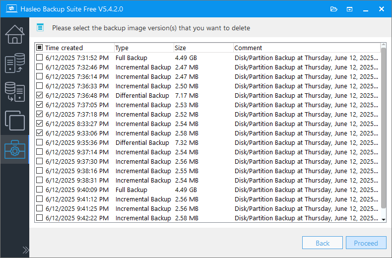 delete backup image