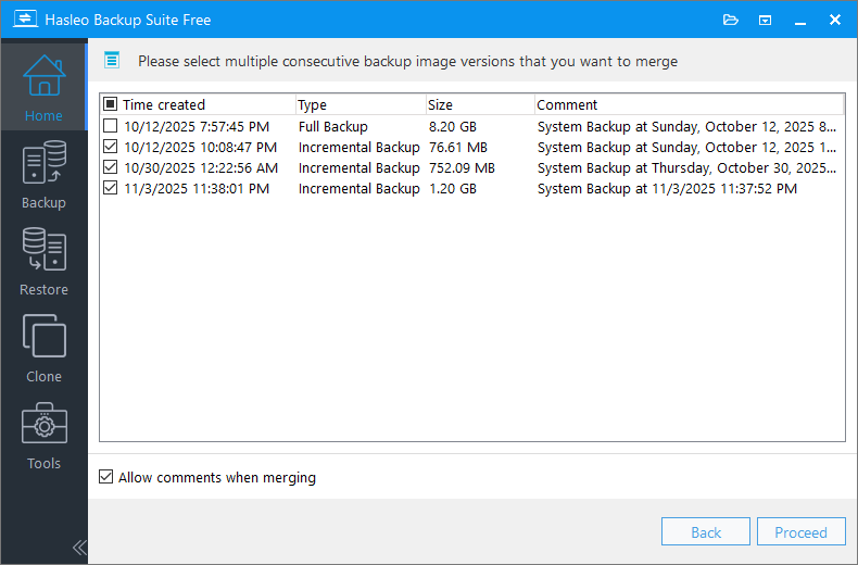 merge backup versions