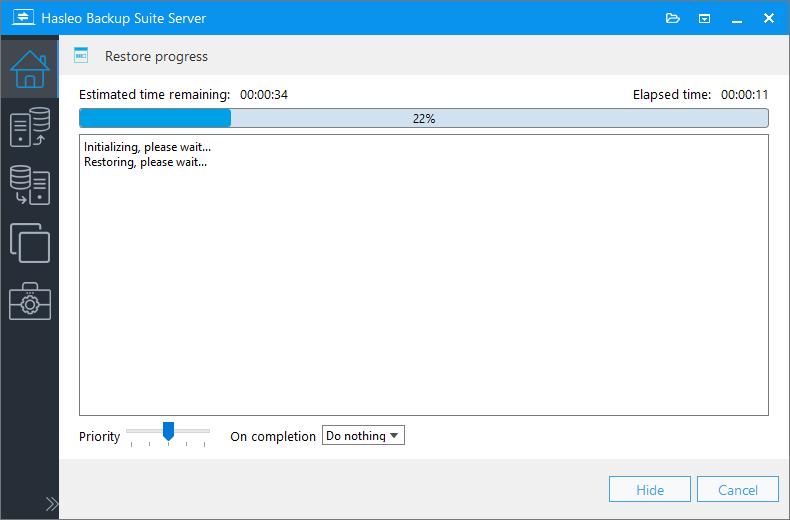 system restore progress