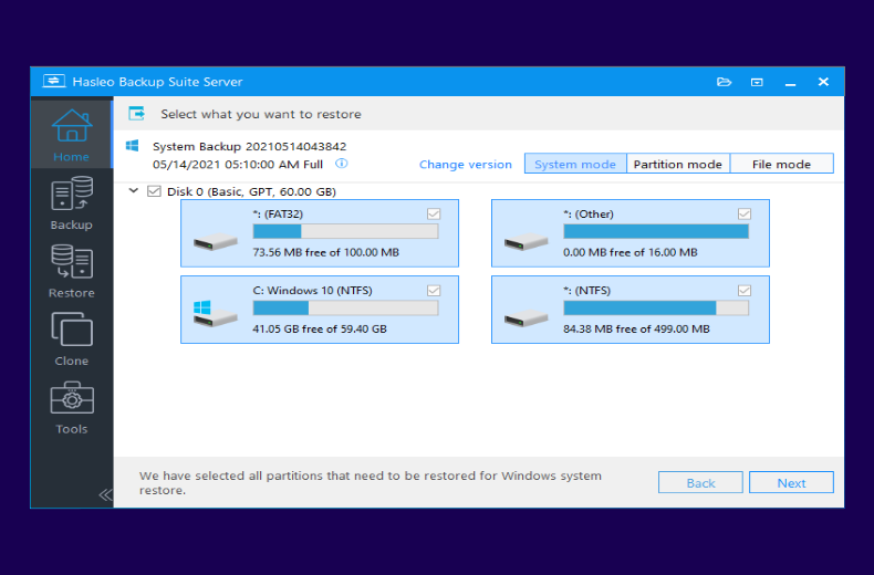 restore system partitions