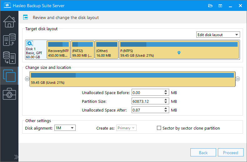 clone adjust partitions