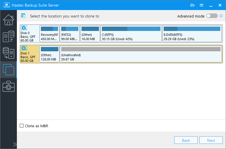 clone select destination