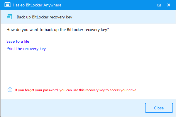 back up bitlocker recovery key