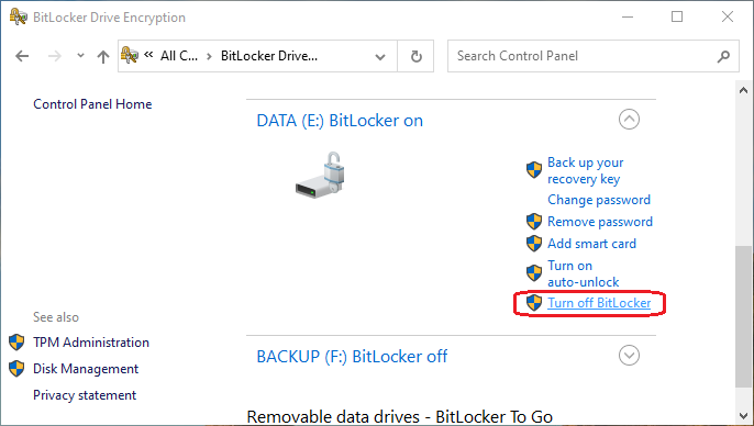 how to unlock bitlocker without password windows 10