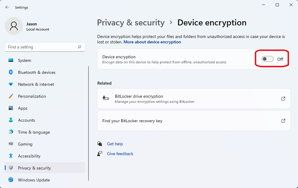 select the drive to encrypt