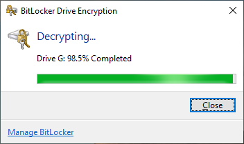 Windows BitLocker decrypt progress