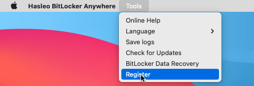 activate license menu