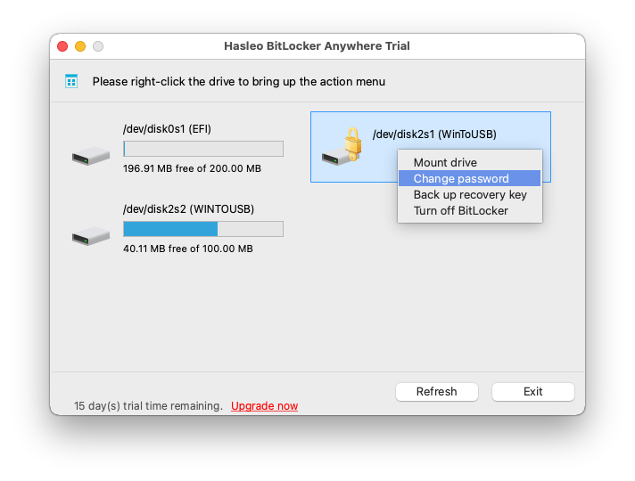 Change BitLocker Password in macOS
