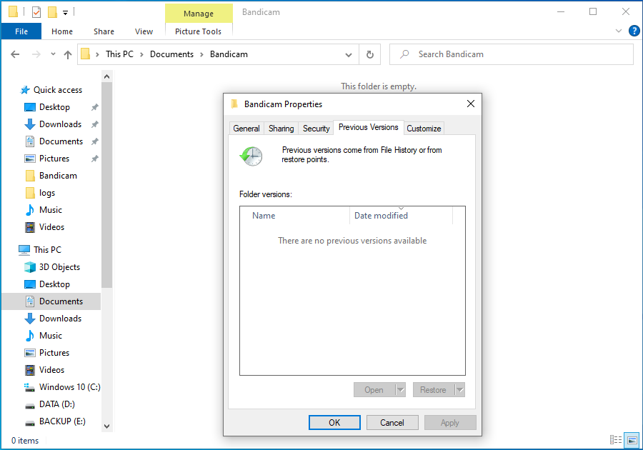 open previous versions