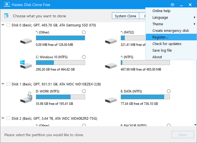 activate license menu