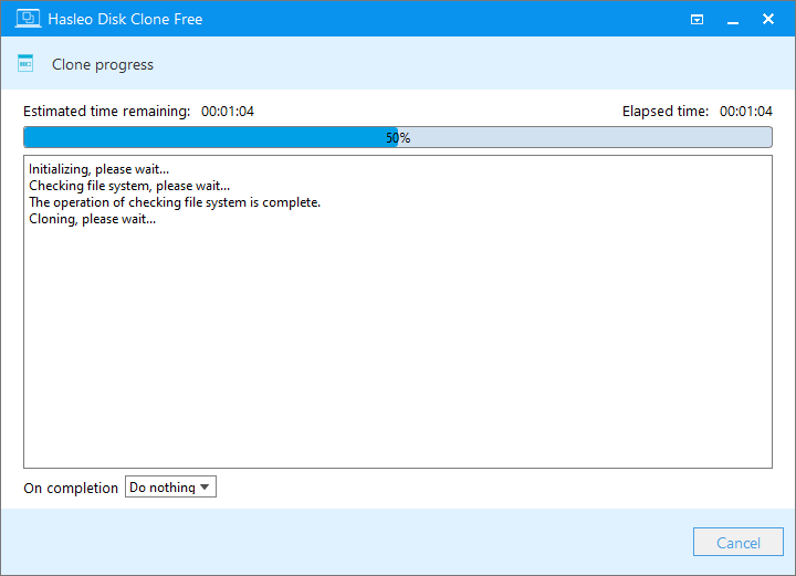 Progress of cloning Windows Server